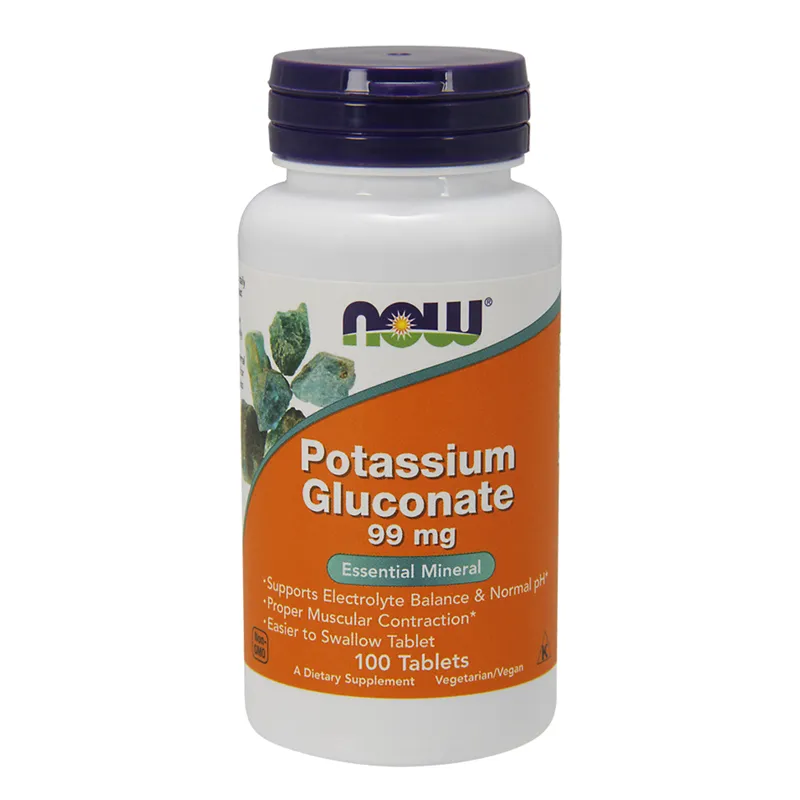 NOW POTASSIUM GLUCONATE 99 MG 100 TABS - Mikronæringsstoffer - JK-Shop