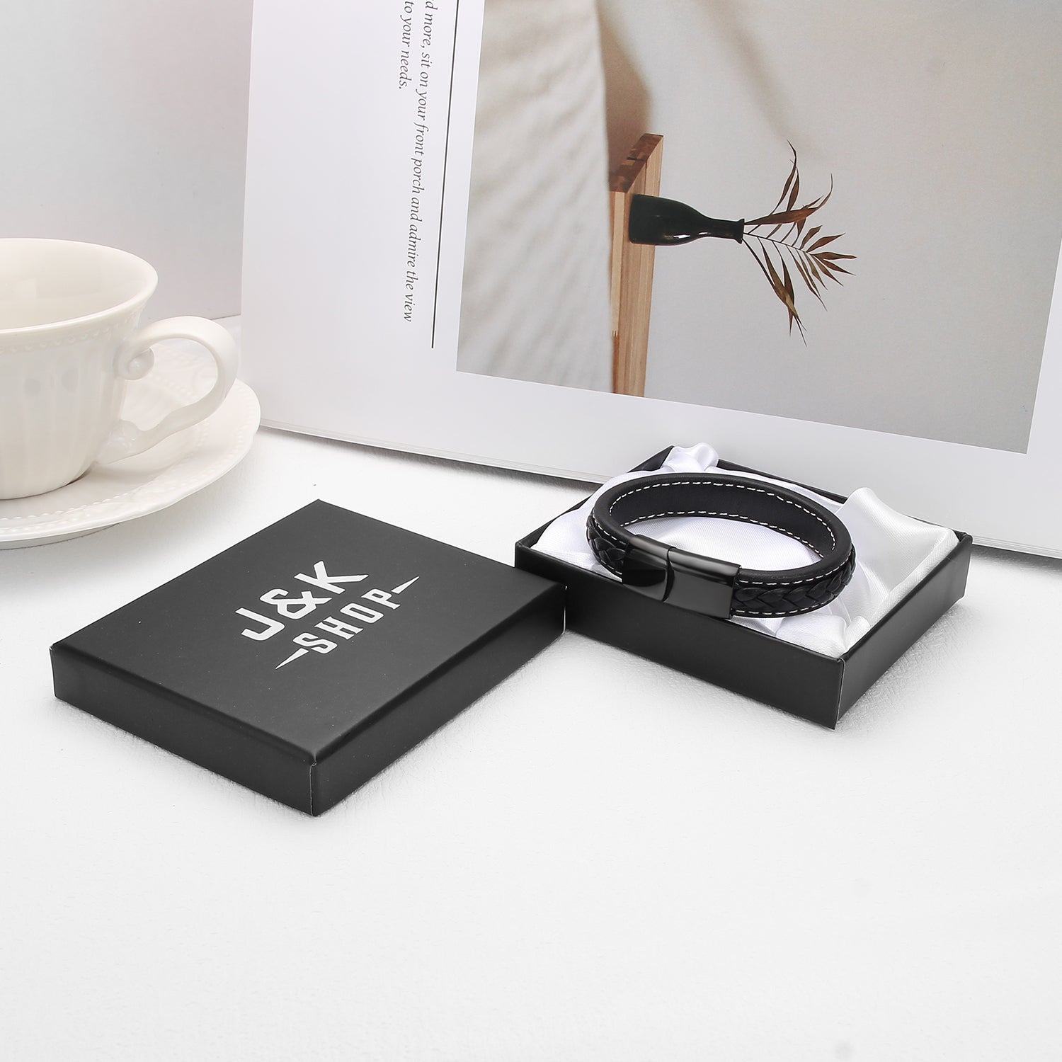 Obsidian Magnetico - Elegant Lærarmbånd - Armbånd - JK-Shop