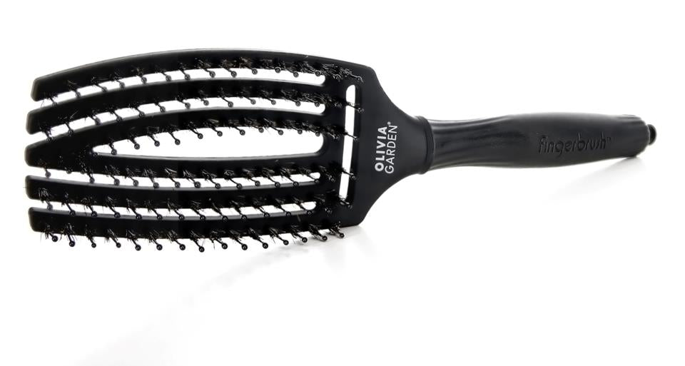 Olivia Garden Finger Brush Boar & Nylon Full Black M - Hårbørste - JK-Shop