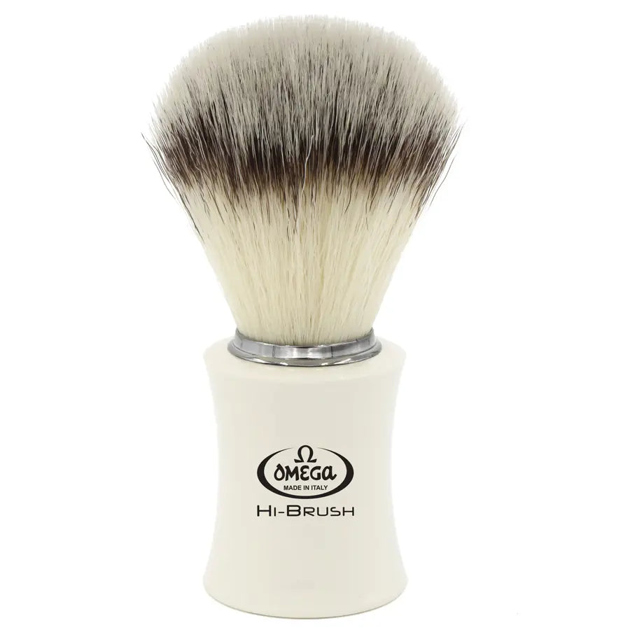 Omega Hi-Brush Fiber Shaving Brush White - Barberkost - JK-Shop