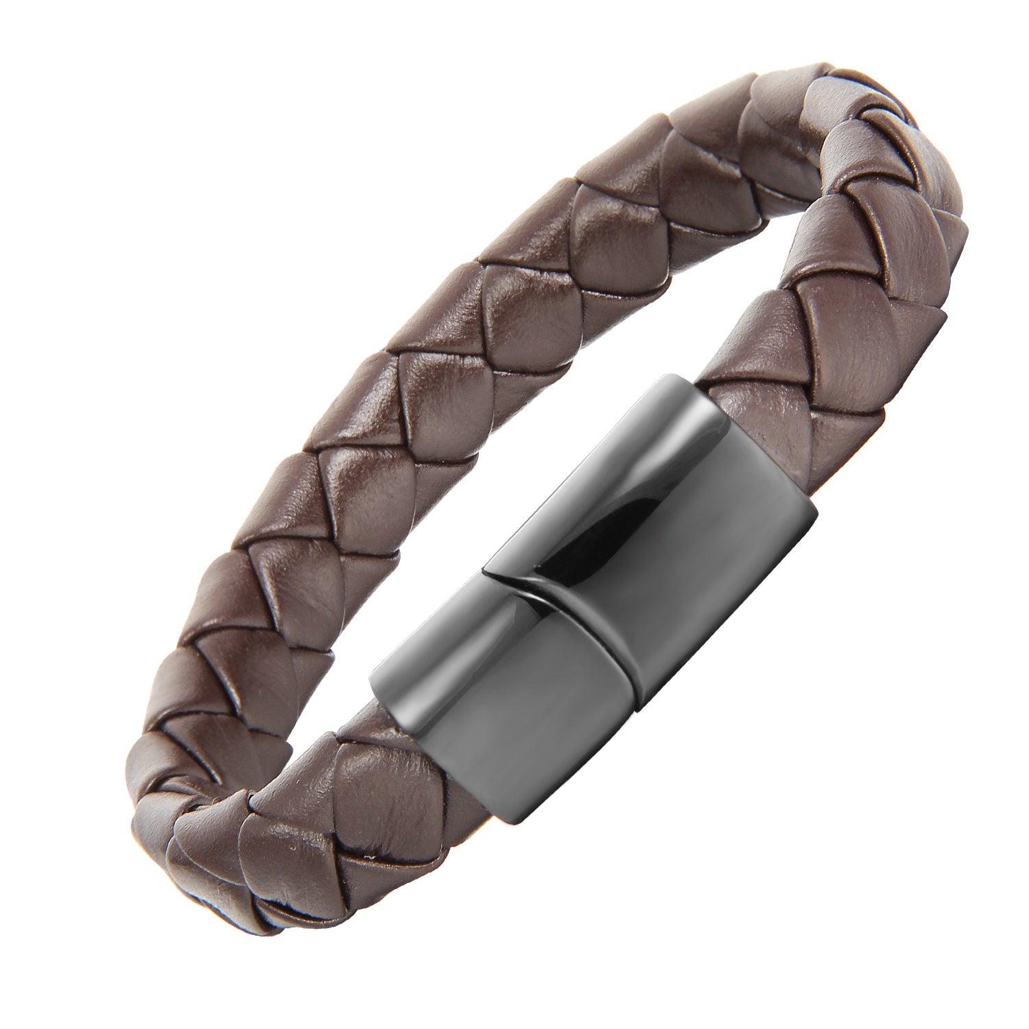 Onyx Brown Magnetico - Justerbart Flettet Lærarmbånd - Armbånd - JK-Shop