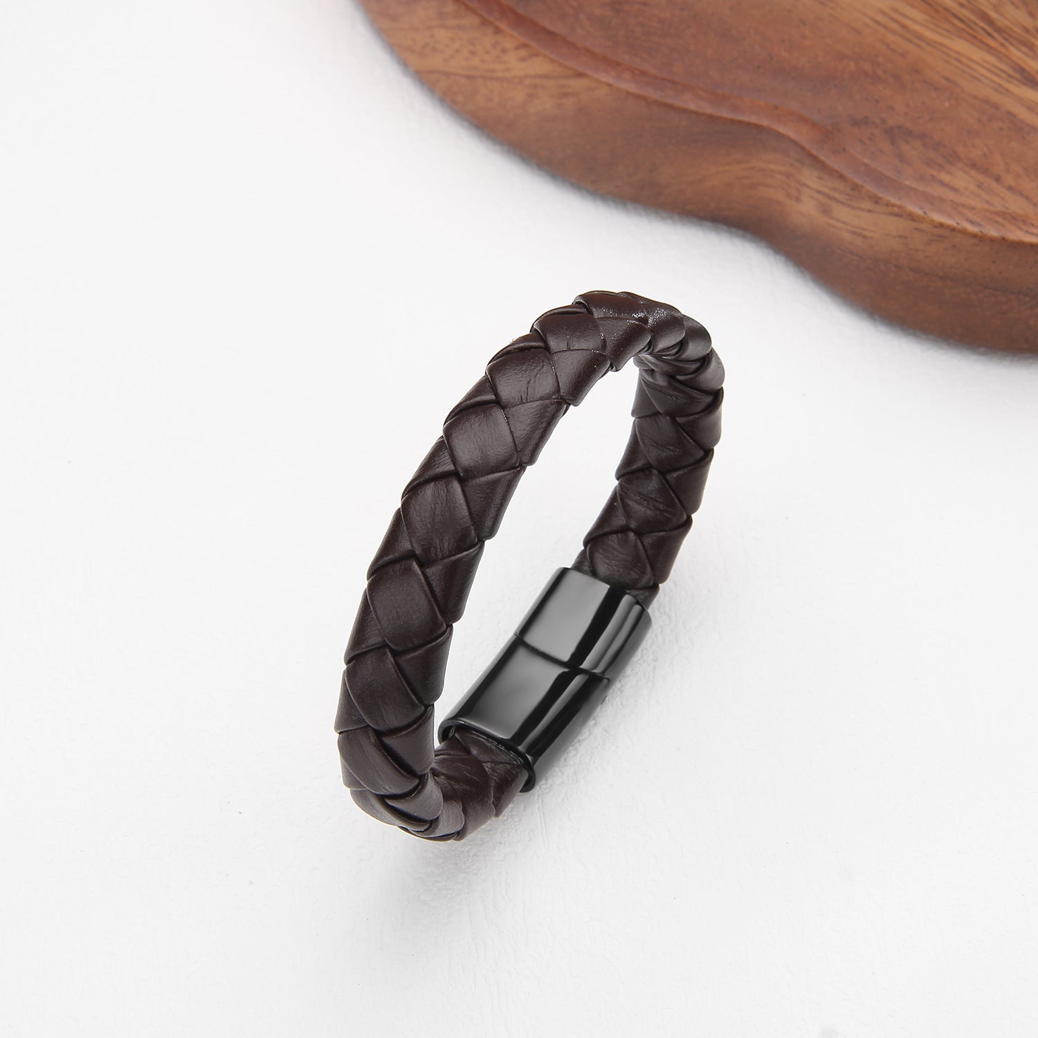 Onyx Brown Magnetico - Justerbart Flettet Lærarmbånd - Armbånd - JK-Shop