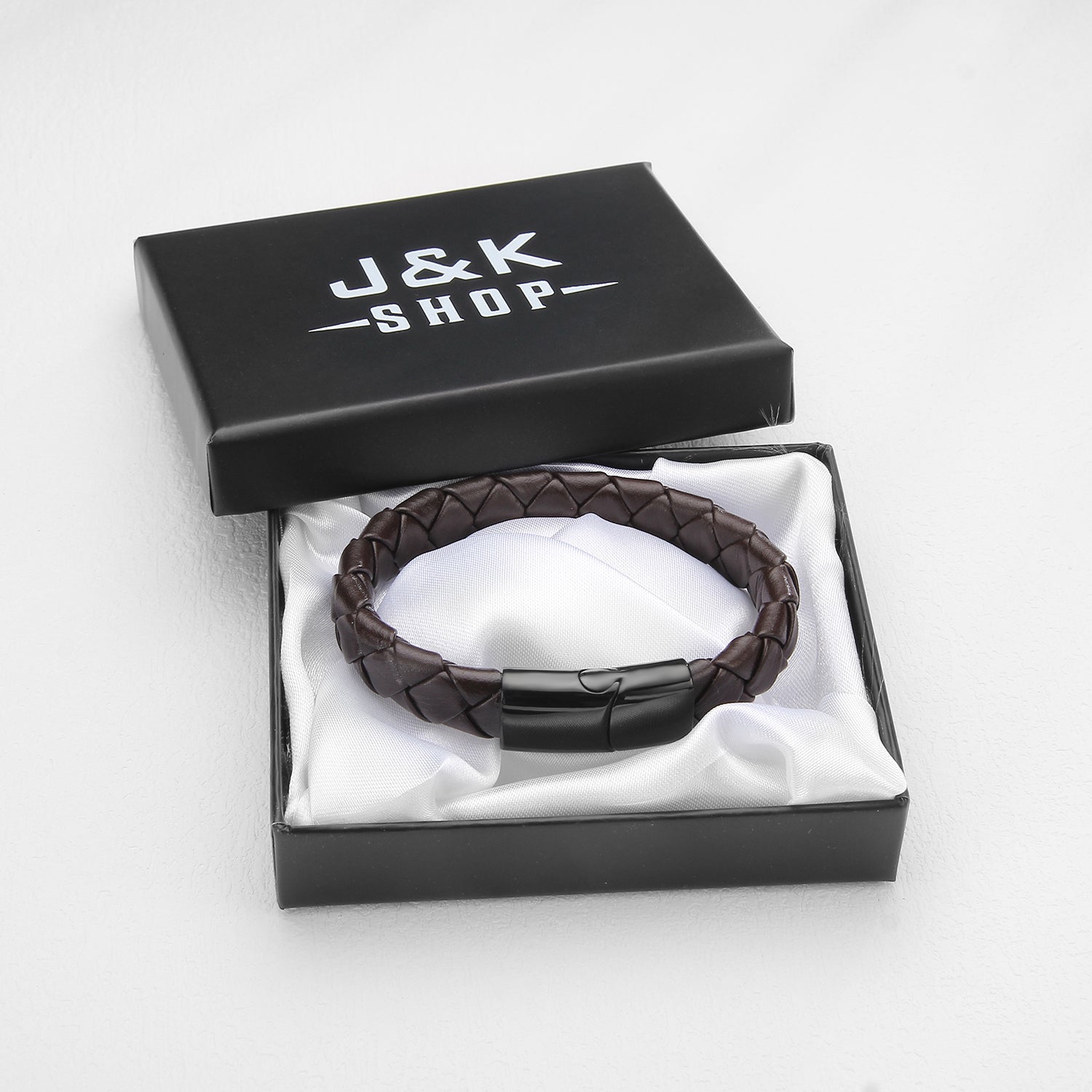 Onyx Brown Magnetico - Justerbart Flettet Lærarmbånd - Armbånd - JK-Shop
