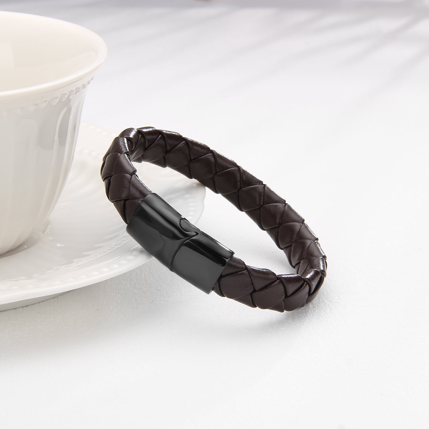 Onyx Brown Magnetico - Justerbart Flettet Lærarmbånd - Armbånd - JK-Shop