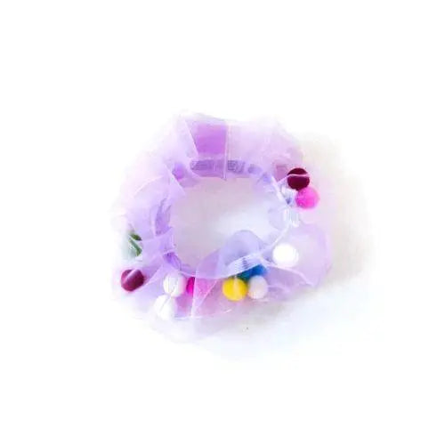Organza Scrunchie Pompom-Hårstrikk-JKSHOP