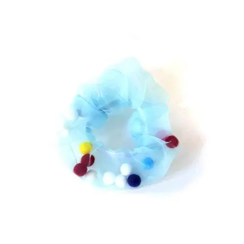 Organza Scrunchie Pompom-Hårstrikk-JKSHOP