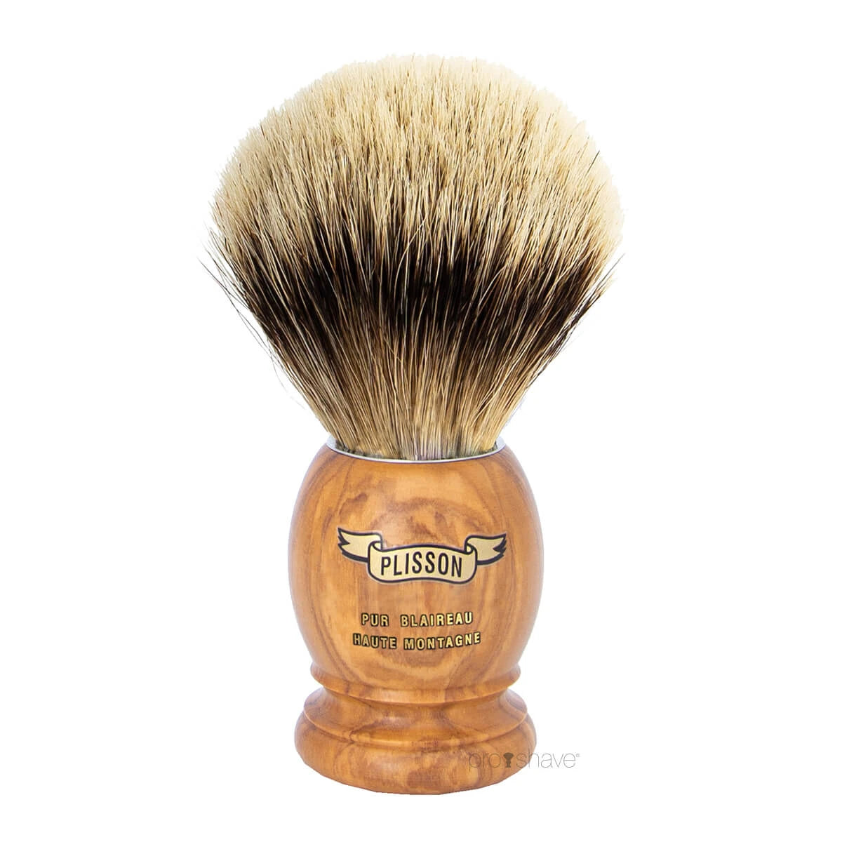 Plisson Shaving Brush, High Mountain White Badger & Olive Wood-Size 12