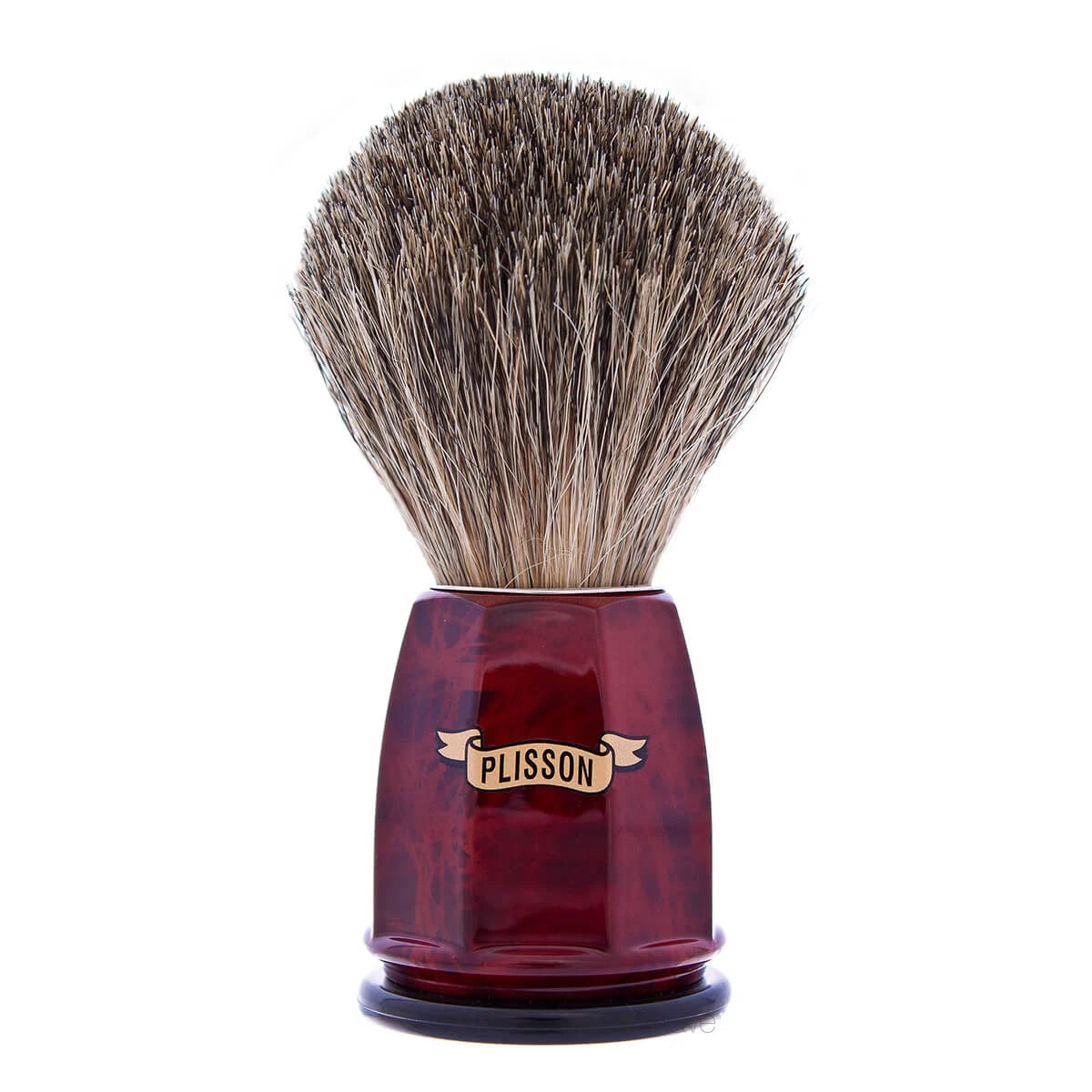 Plisson Shaving Brush, Russian Grey Badger & Imit. Walnut- Size 12