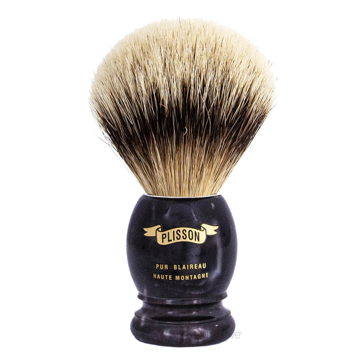 Plisson Shaving Brush, High Mountain White Badger & Genuine Black Horn- Size 12