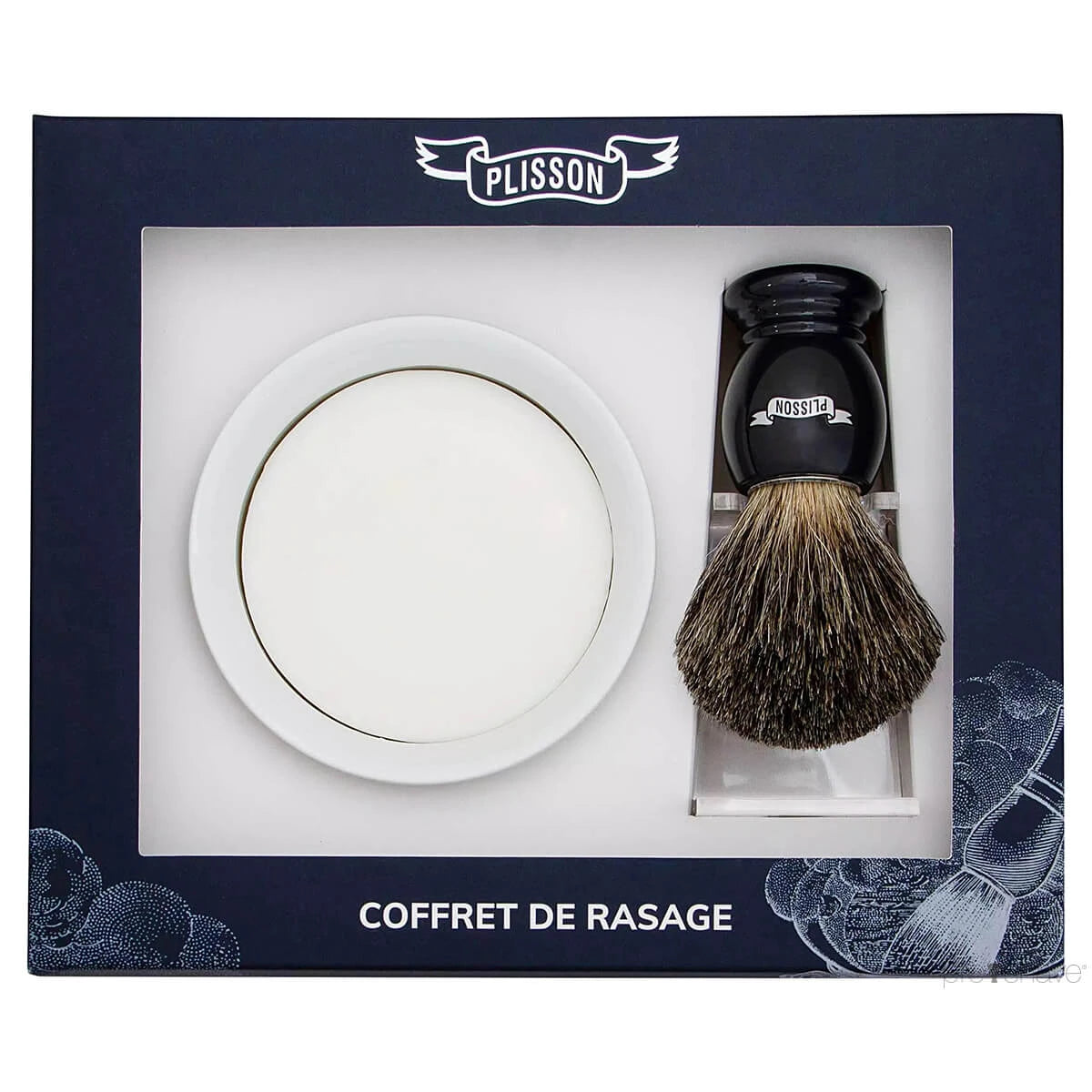 Plisson Starter Kit, Russian Grey Badger & Shaving Bowl W/Soap