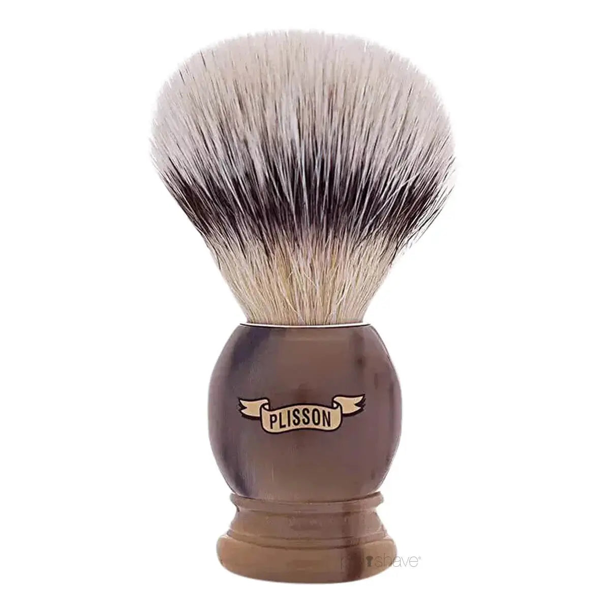 Plisson Shaving Brush, High Mountain White Fibre & Genuine Horn- Size 12-Barberkost-JKSHOP