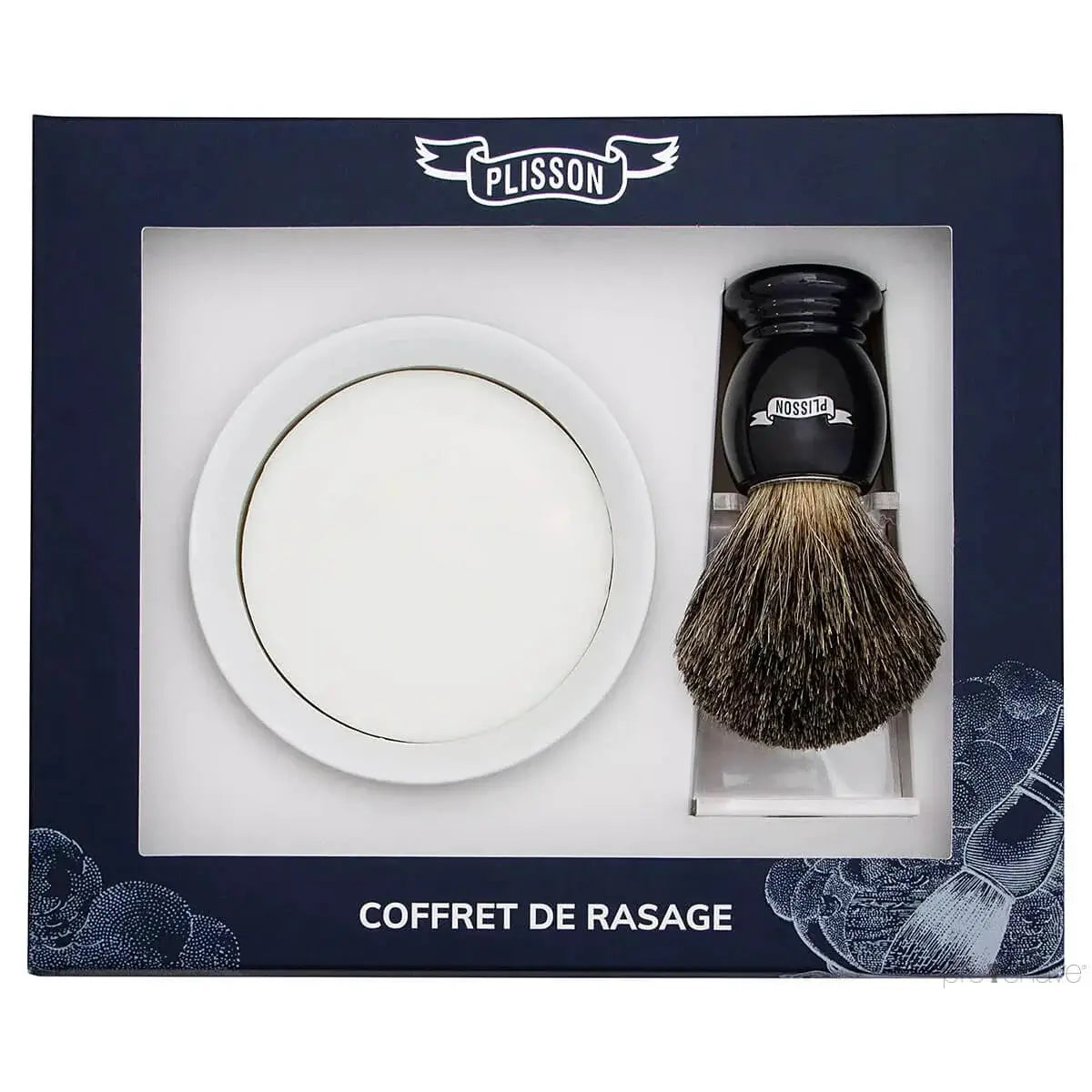 Plisson Starter Kit, Russian Grey Badger & Shaving Bowl W/Soap-Barbersett-JKSHOP