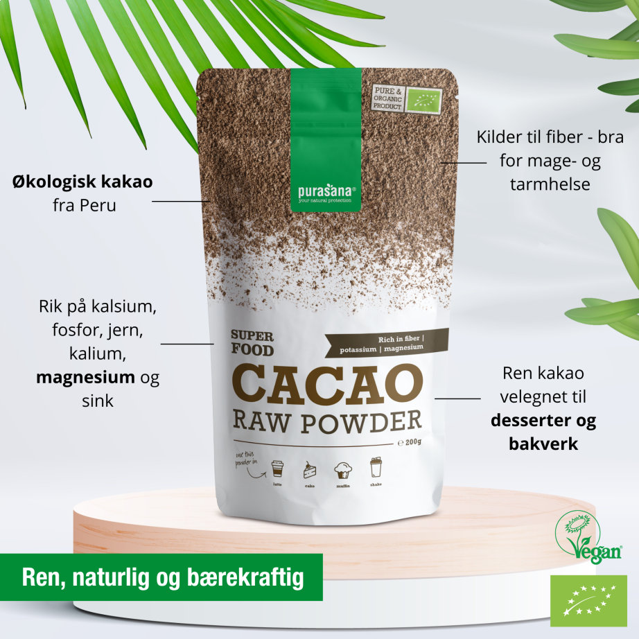 Purasana Cacao Powder, 200 g, ØKO - Baking og Matlaging - JK-Shop