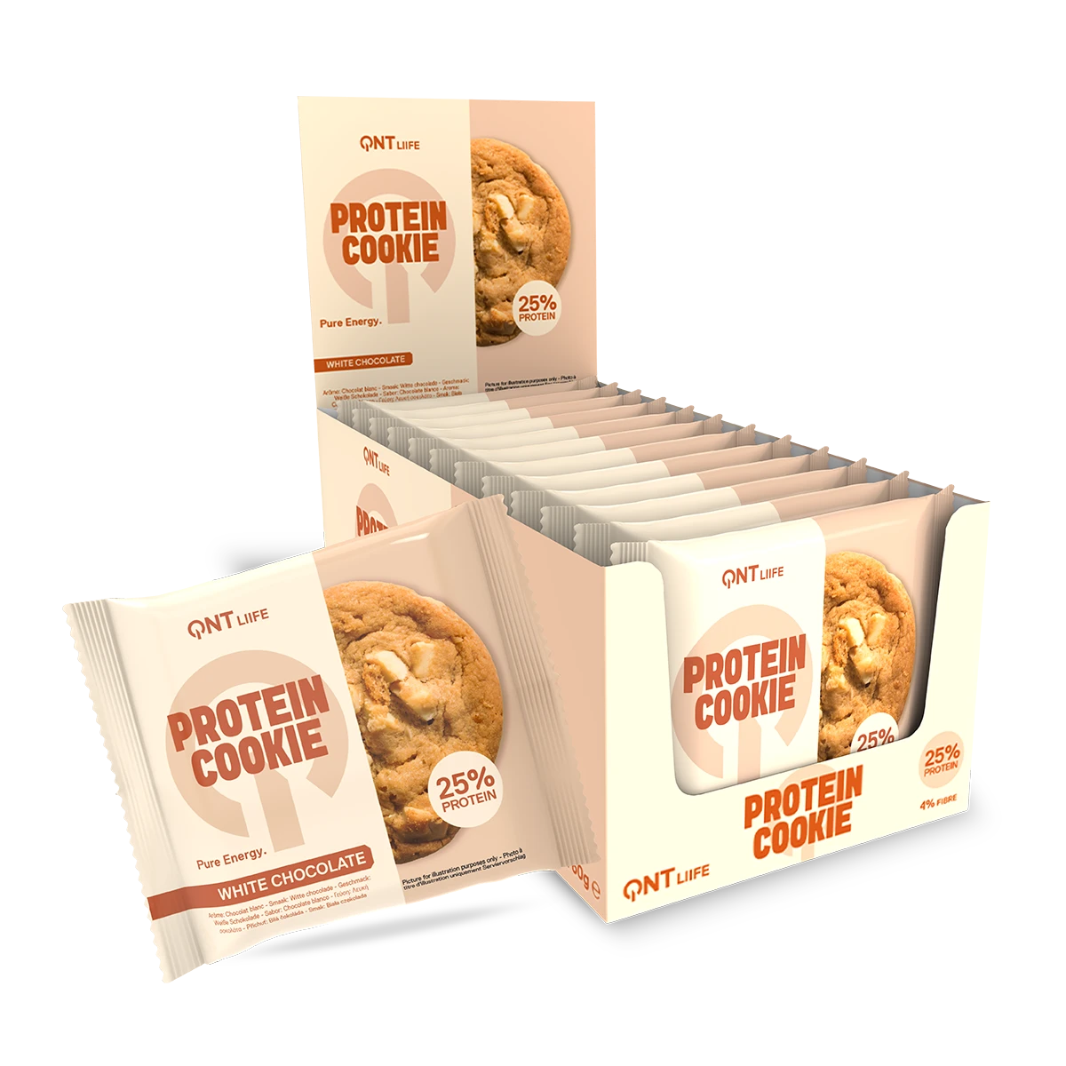QNT Protein Cookie, 12x60g - 3 smaker - Proteinkjeks - JK-Shop