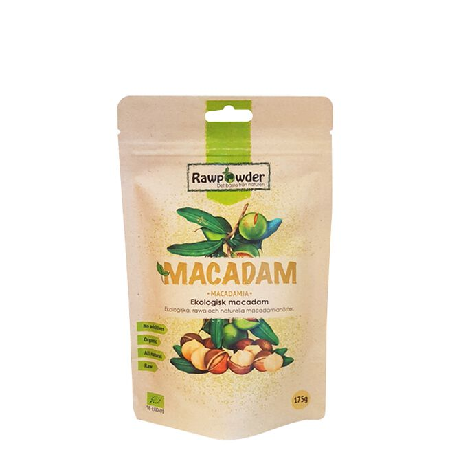Rawpowder Macadamianøtter Naturelle 175g - Superfood - JK-Shop