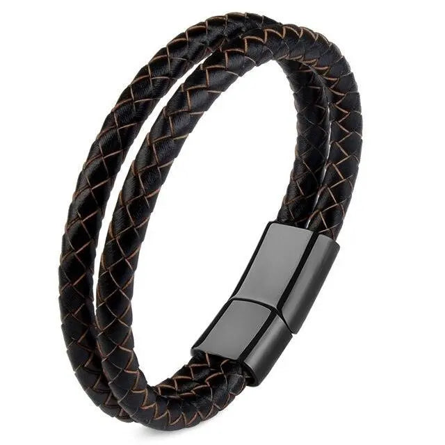 Skinn armbånd med dobbel tau-Armbånd-JKSHOP