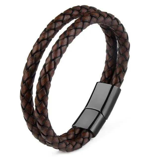 Skinn armbånd med dobbel tau-Armbånd-JKSHOP