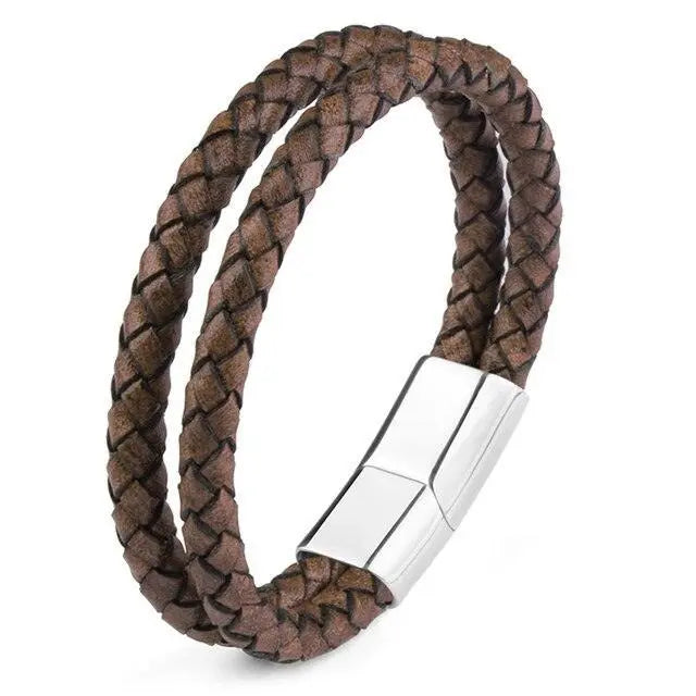 Skinn armbånd med dobbel tau-Armbånd-JKSHOP