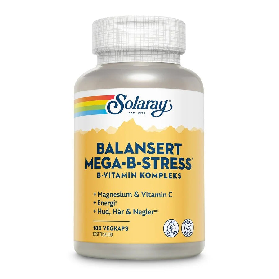 Solaray Mega-B-Stress 180 kapsler - Vitaminer og kosttilskudd - JK-Shop