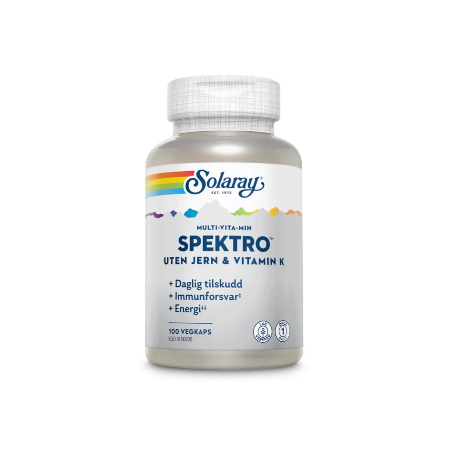 Solaray spektro uten jern & vitamin K 100 kapsler - Vitaminer og kosttilskudd - JK-Shop