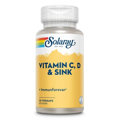 Solaray vitamin C, D & sink 30 kapsler - Vitaminer og kosttilskudd - JK-Shop