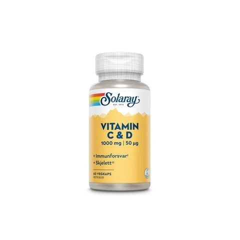 Solaray vitamin C & D 60 kapsler - Vitaminer og kosttilskudd - JK-Shop