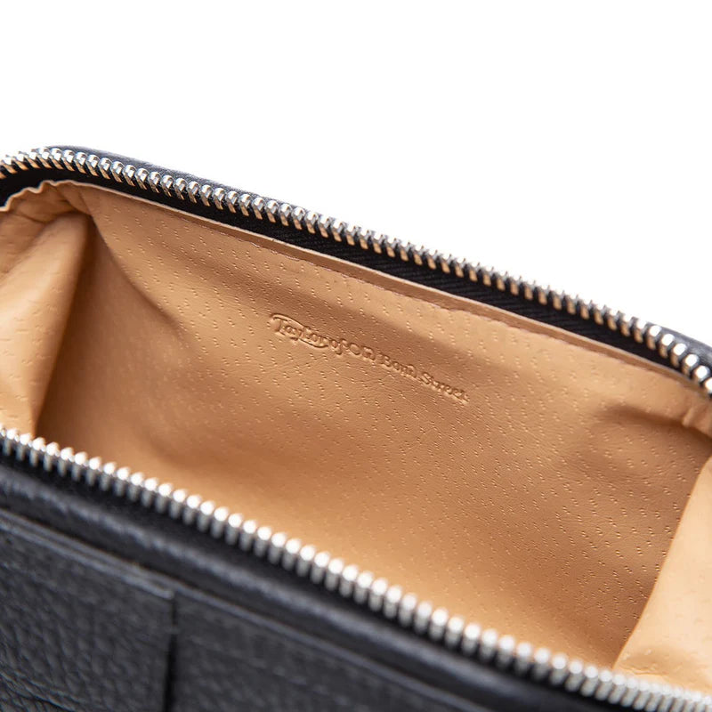 Taylor of Old Bond Street Mini Black Leather Wash Bag - Toalettmappe - JK-Shop