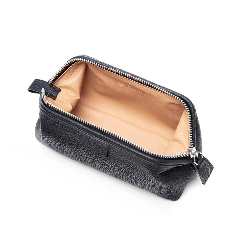 Taylor of Old Bond Street Mini Black Leather Wash Bag - Toalettmappe - JK-Shop