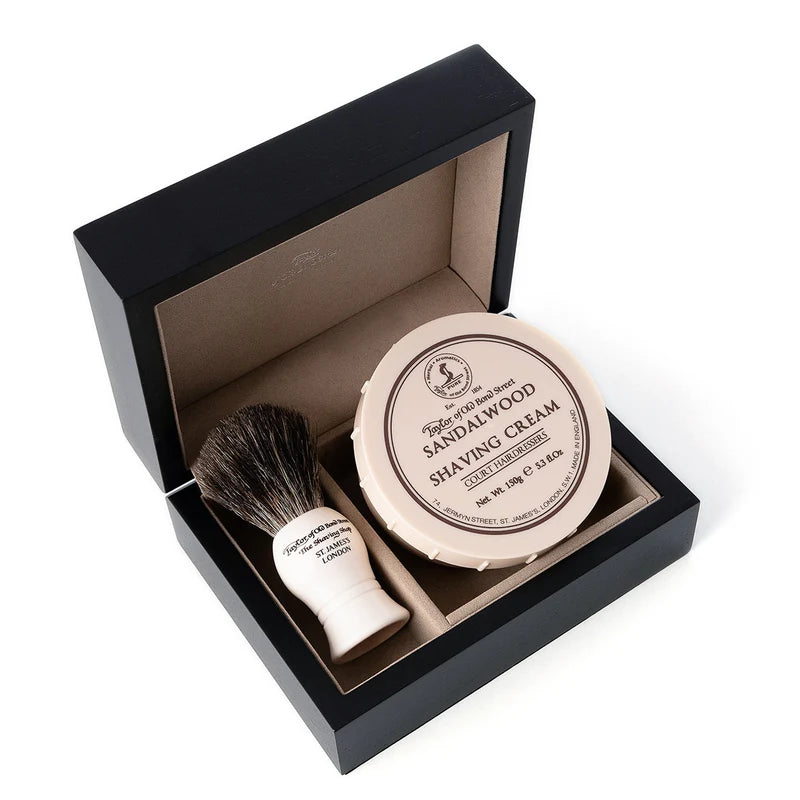 Taylor of Old Bond Street Sandalwood Shaving Cream & Shaving Brush in Wooden Gift Box - Barbersett - JK-Shop