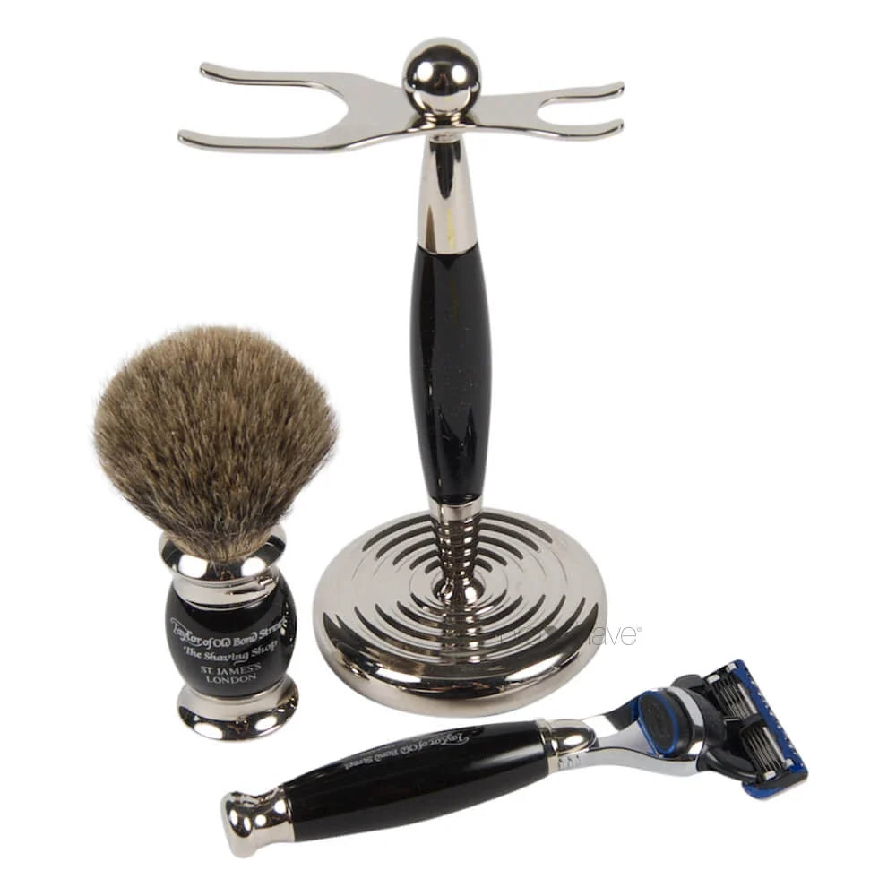 Taylor of Old Bond Street Shaving Set Fusion Razor and Pure Badger Brush - Barbersett - JK-Shop