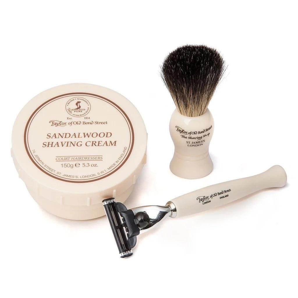 Taylor of old Bond Street's Giftbox Pure Badger & Shaving Cream-Sandalwood-Barbersett-JKSHOP