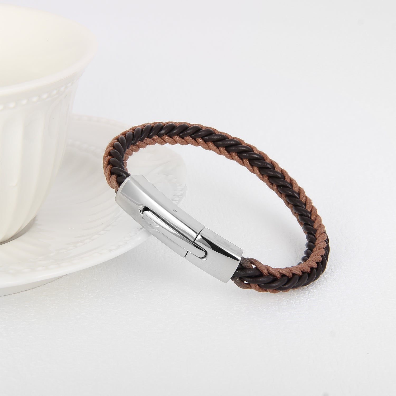 Terra Magnetico - Flettet Lærarmbånd i Brun og Sort - - JK-Shop