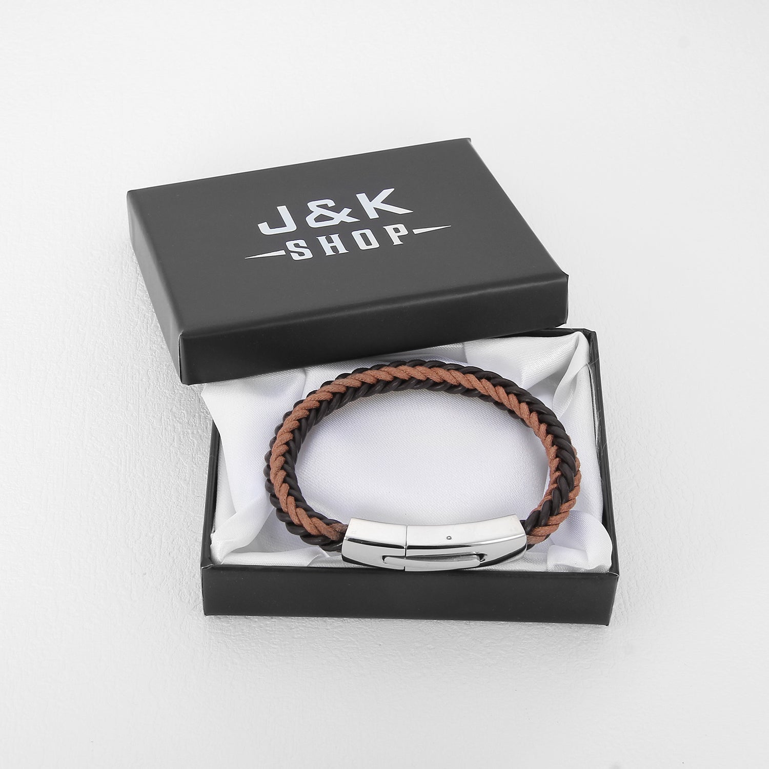 Terra Magnetico - Flettet Lærarmbånd i Brun og Sort - - JK-Shop