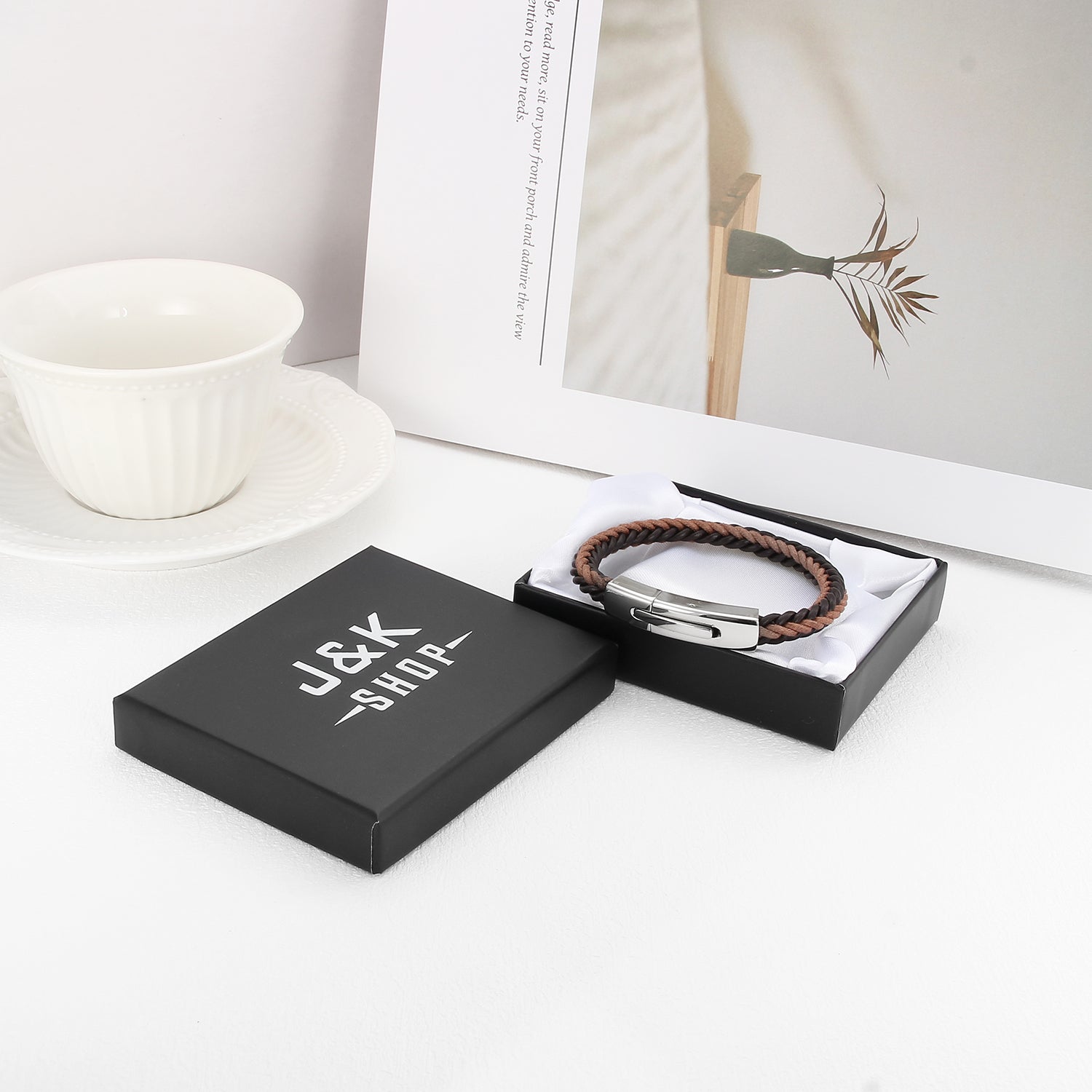 Terra Magnetico - Flettet Lærarmbånd i Brun og Sort - - JK-Shop