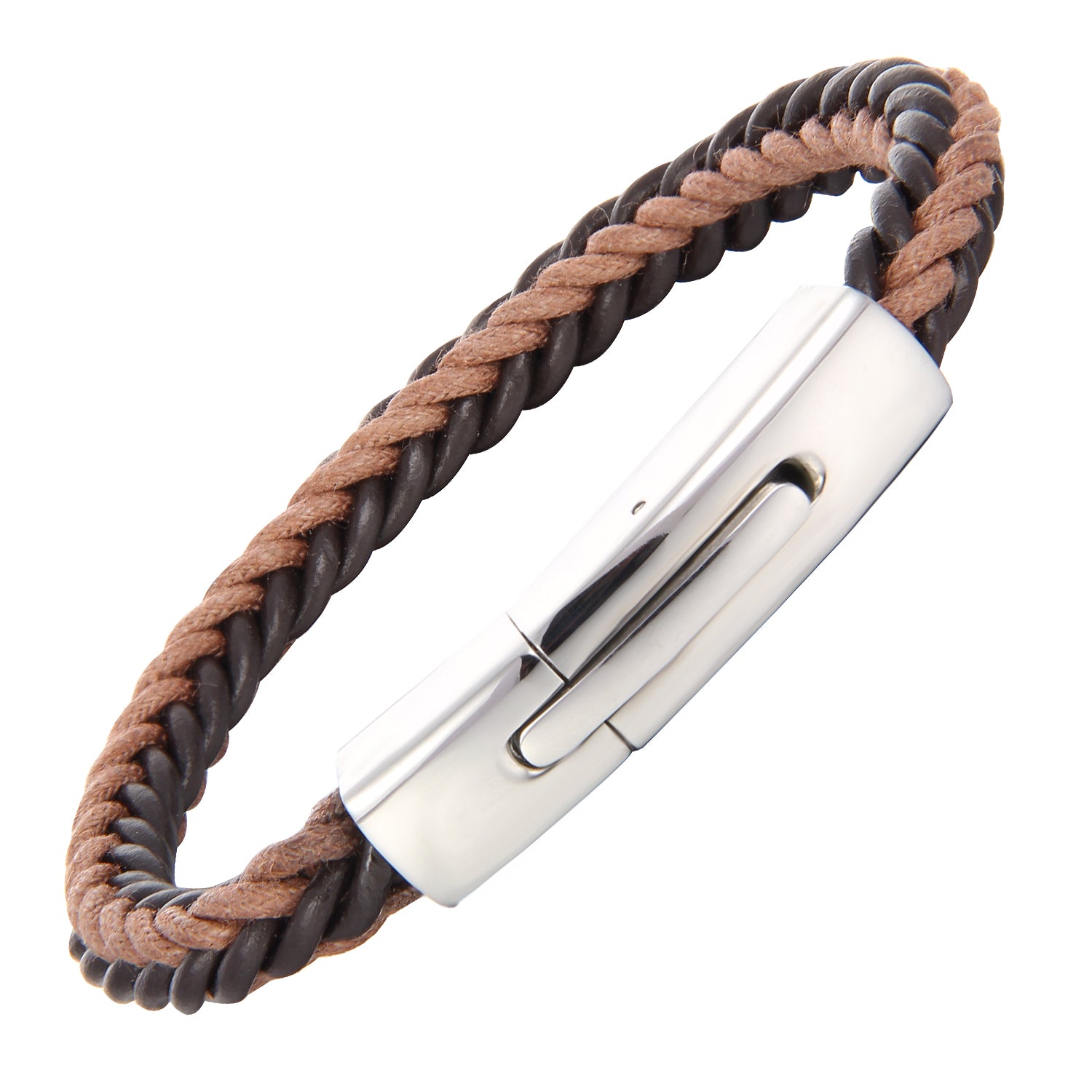 Terra Magnetico - Flettet Lærarmbånd i Brun og Sort - - JK-Shop