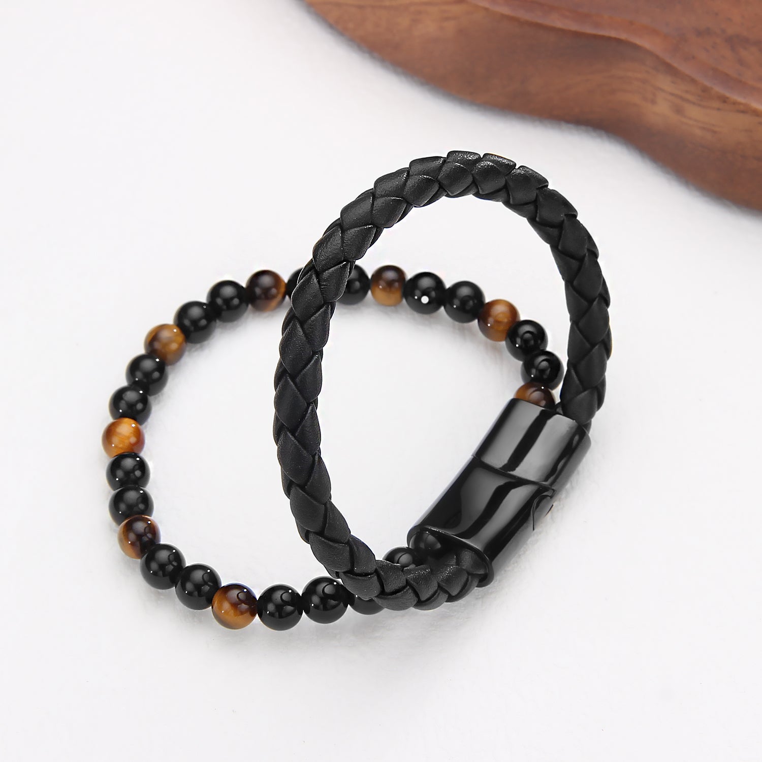 Tiger Eye Magnetico - Lærarmbånd med Perler - Armbånd - JK-Shop