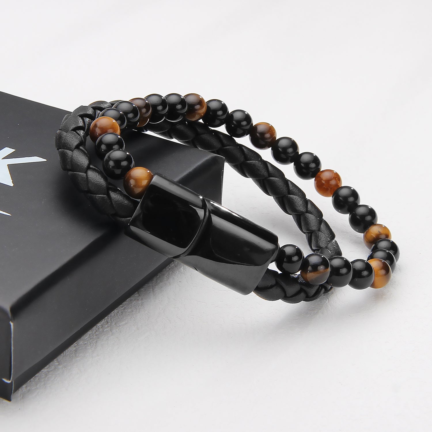 Tiger Eye Magnetico - Lærarmbånd med Perler - Armbånd - JK-Shop
