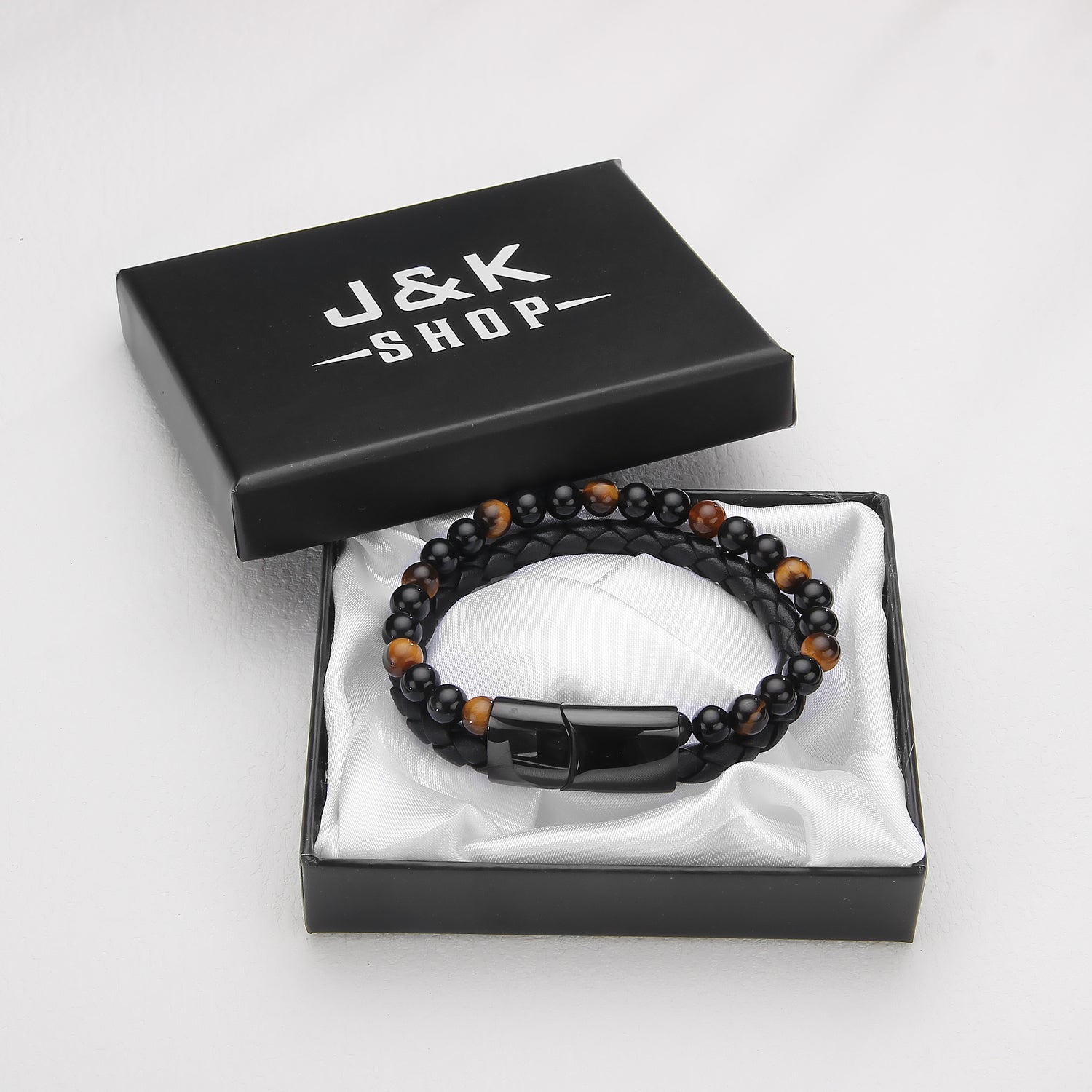 Tiger Eye Magnetico - Lærarmbånd med Perler - Armbånd - JK-Shop