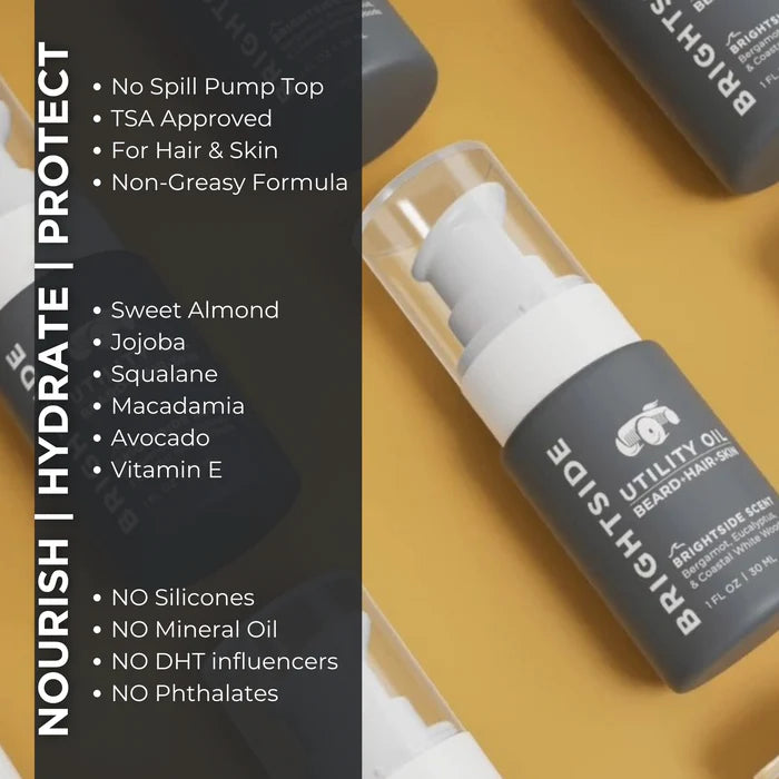 BrightSide Utility Oil: Beard + Hair + Skin
