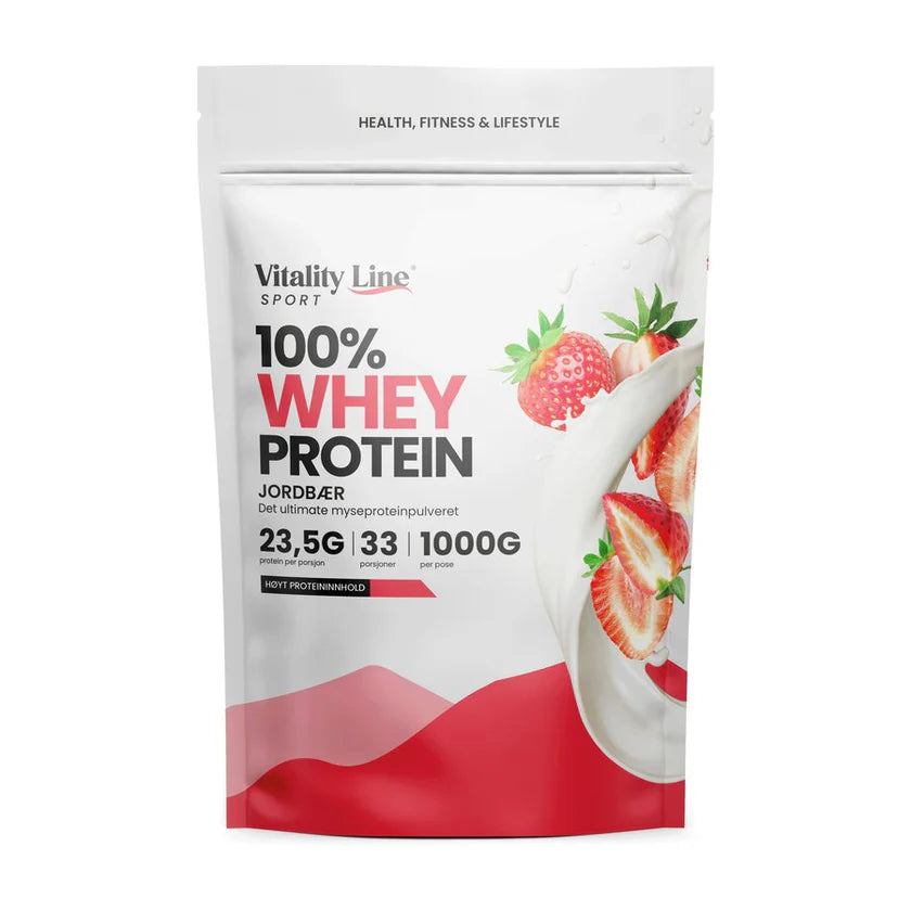 VITALITY LINE SPORT WHEY JORDBÆR 1 KG - Vitaminer og kosttilskudd - JK-Shop