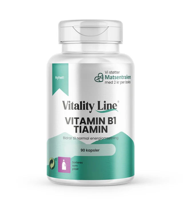 VITALITY LINE VITAMIN B1 TIAMIN 90 KAPSLER - Vitaminer og kosttilskudd - JK-Shop