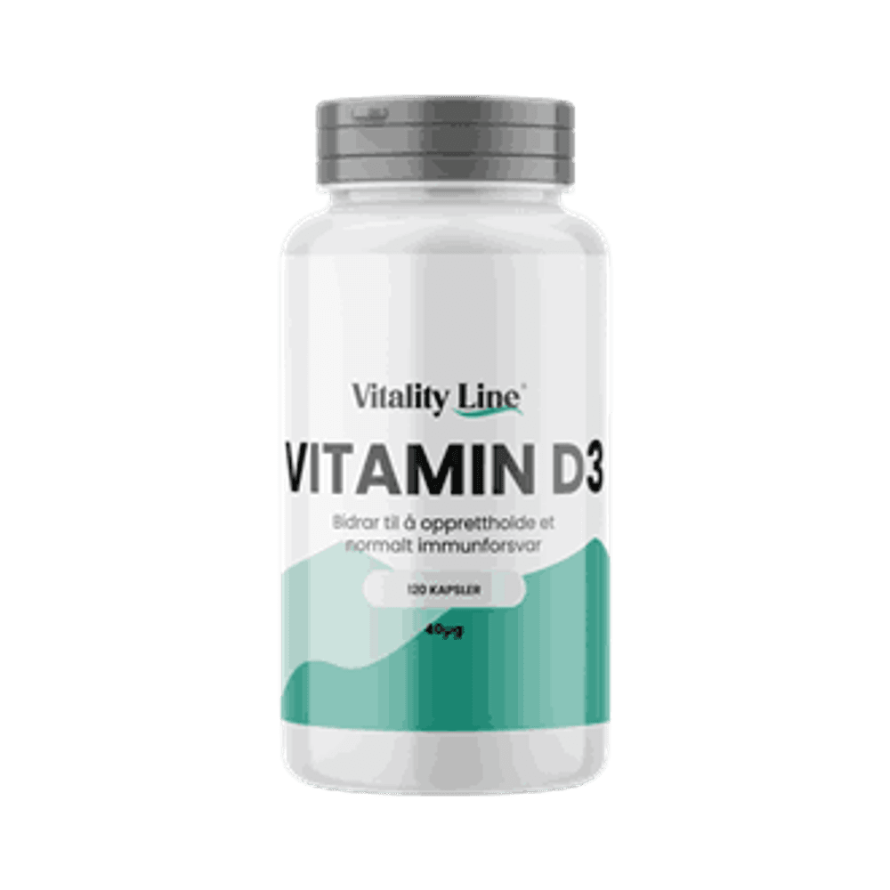VITALITY LINE VITAMIN D3 40ug 120 KAPSLER - Vitaminer og kosttilskudd - JK-Shop
