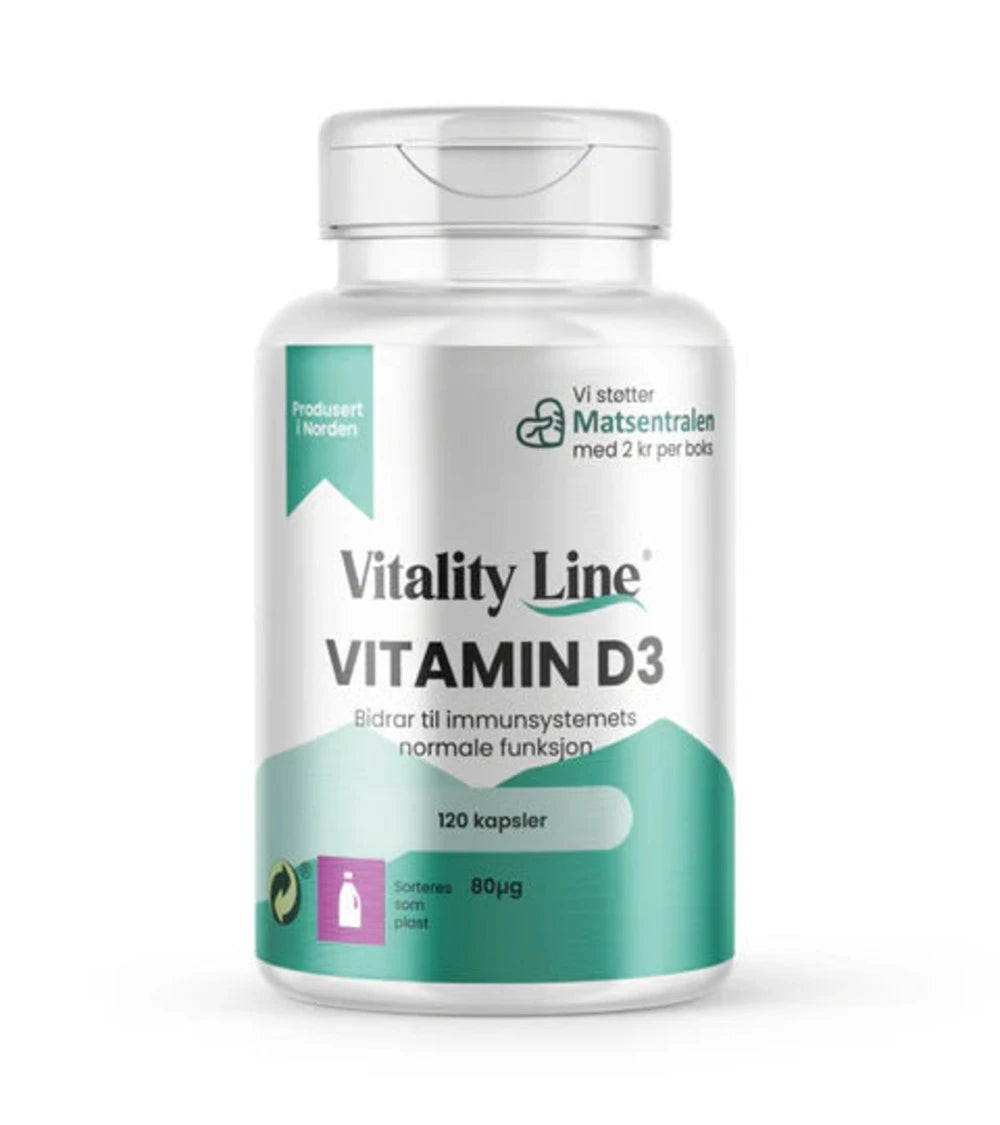 VITALITY LINE VITAMIN D3 80ug 120 KAPSLER - Vitaminer og kosttilskudd - JK-Shop