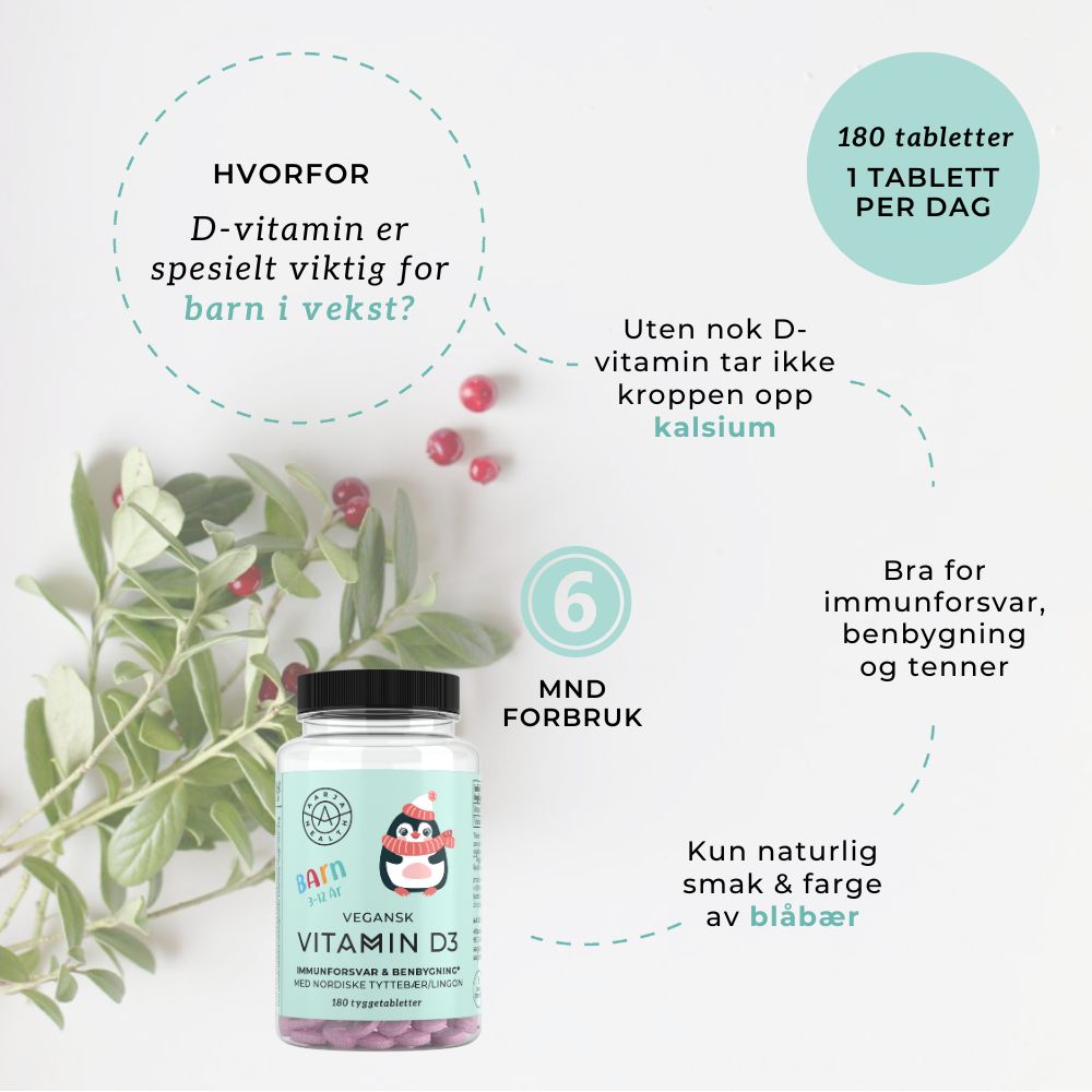 VITAMIN D3 & TYTTEBÆR FOR BARN - Vitaminer og kosttilskudd - JK-Shop
