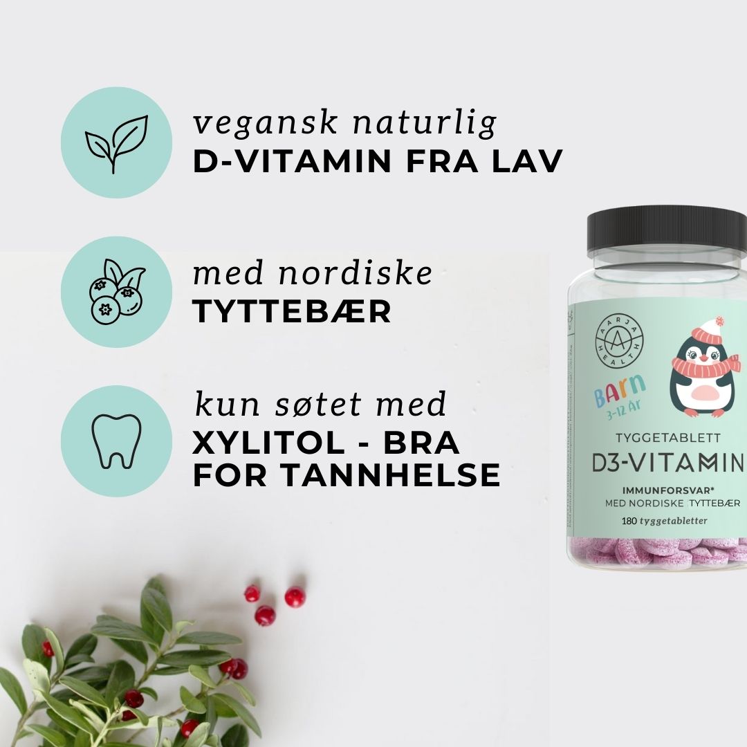 VITAMIN D3 & TYTTEBÆR FOR BARN - Vitaminer og kosttilskudd - JK-Shop