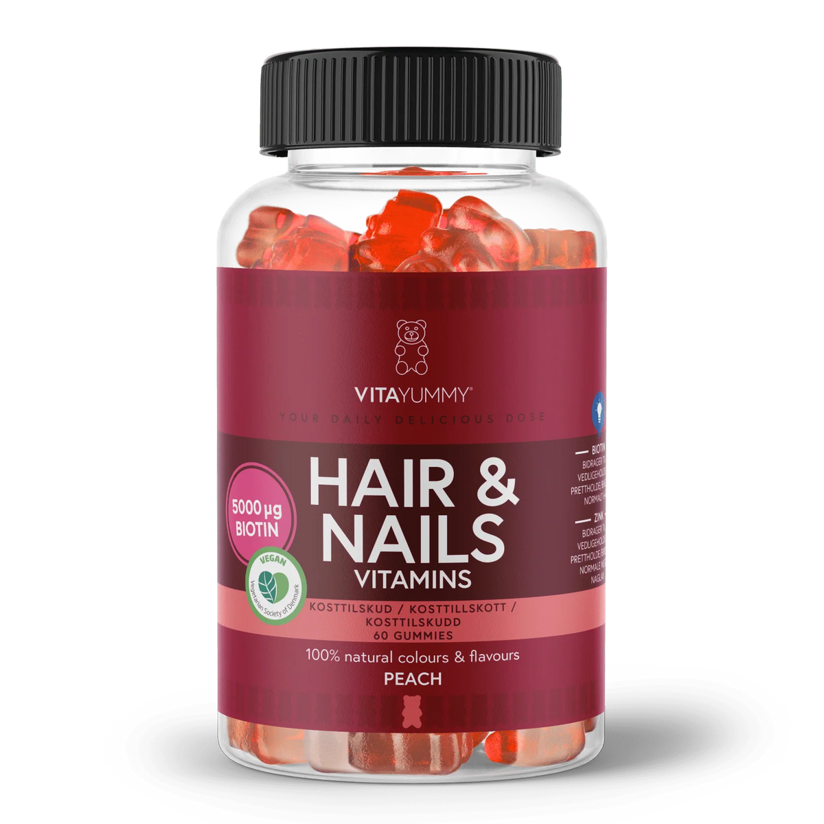 VitaYummy Hair Nails 60stk Vegan Mikron ringsstoffer vitayummy-hair-nails-60stk-vegan-mikron-ringsstoffer