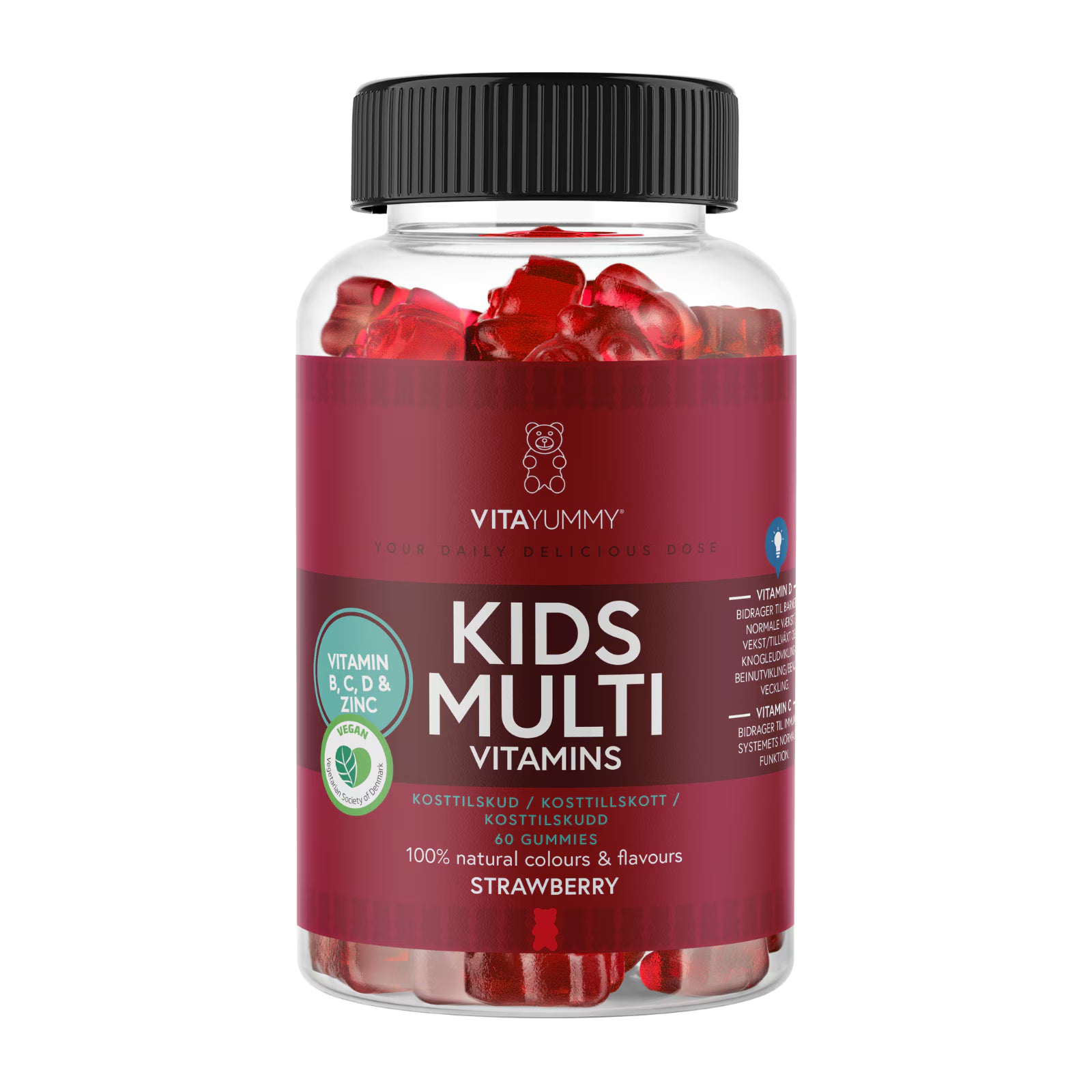 VitaYummy, Kids Multivitamins, 60stk, Strawberry (Vegan) - Vitaminer og kosttilskudd - JK-Shop