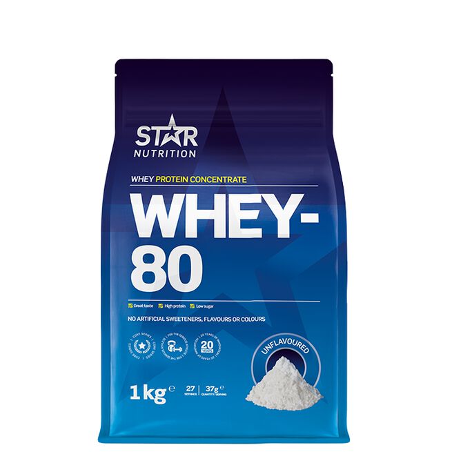 Whey-80 Myseprotein 1 kg Naturell - - JK-Shop