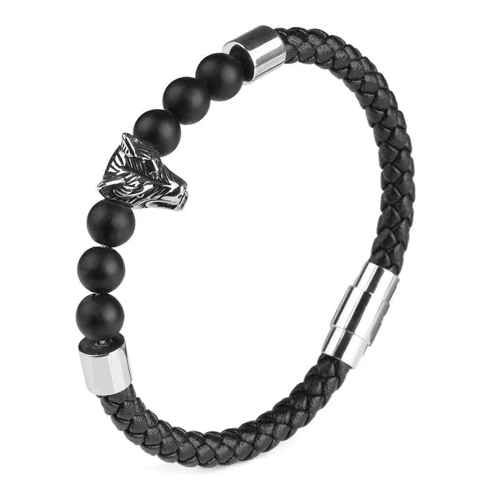 Wolf Head armbånd i ekte skinn-Armbånd-JKSHOP