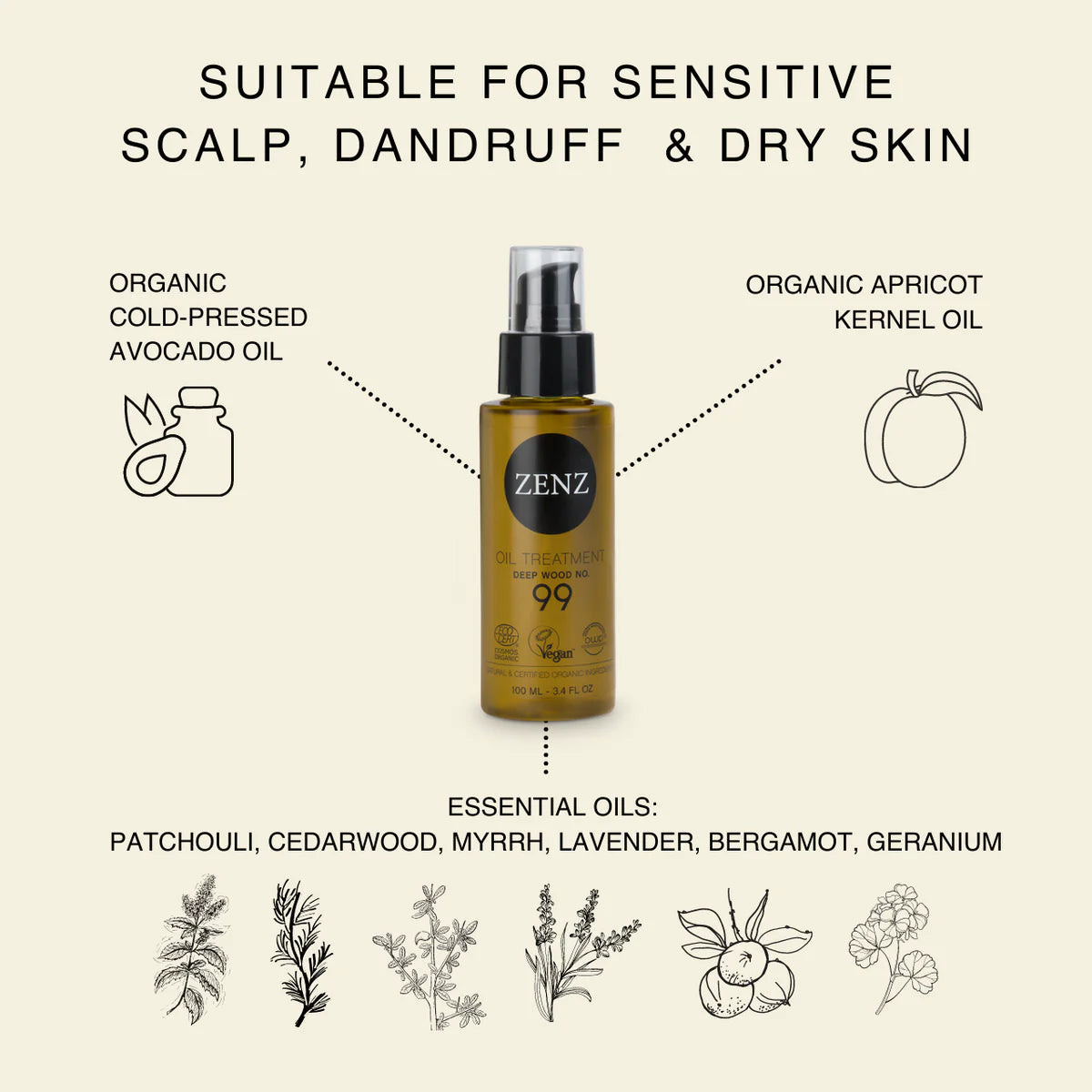 Zenz Organic Oil Treatment Deep Wood No. 99 100ml - Hårolje - JK-Shop